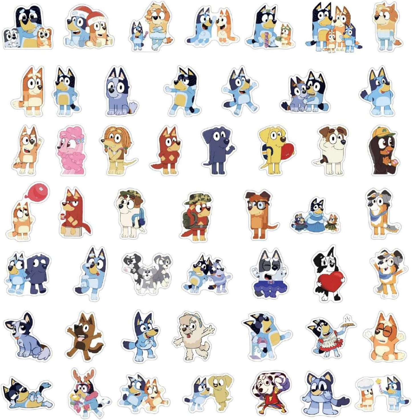 50 Pieces BLUEY Cartoon Stickers