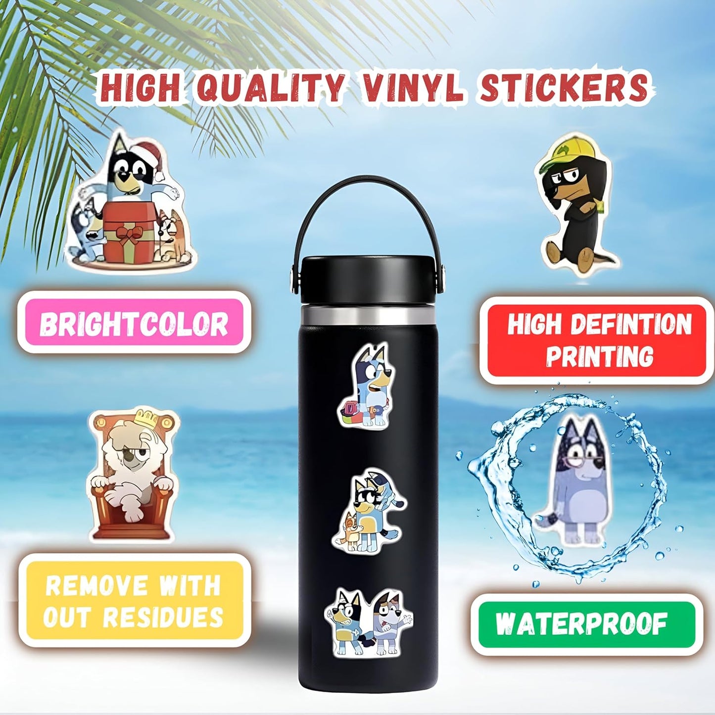 50 Pieces BLUEY Cartoon Stickers