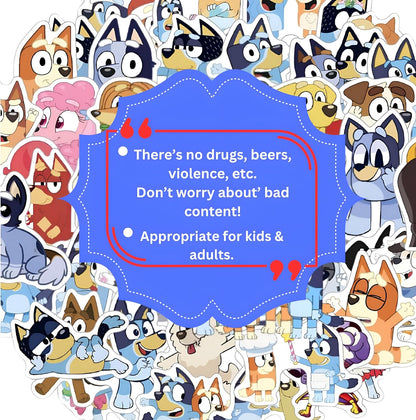 50 Pieces BLUEY Cartoon Stickers