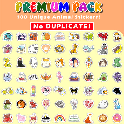 100 Pcs Animal Stickers